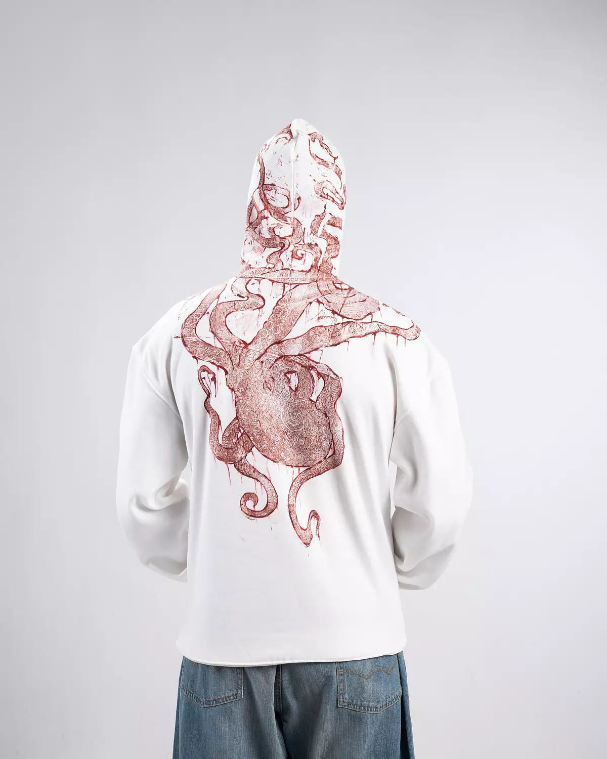 “Attack from the deep” hand printed & painted hoodie  2