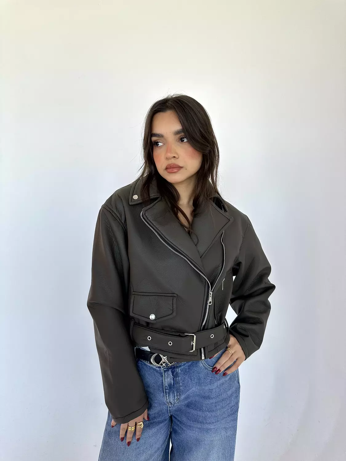 Loose Zipper Leather Jacket 4