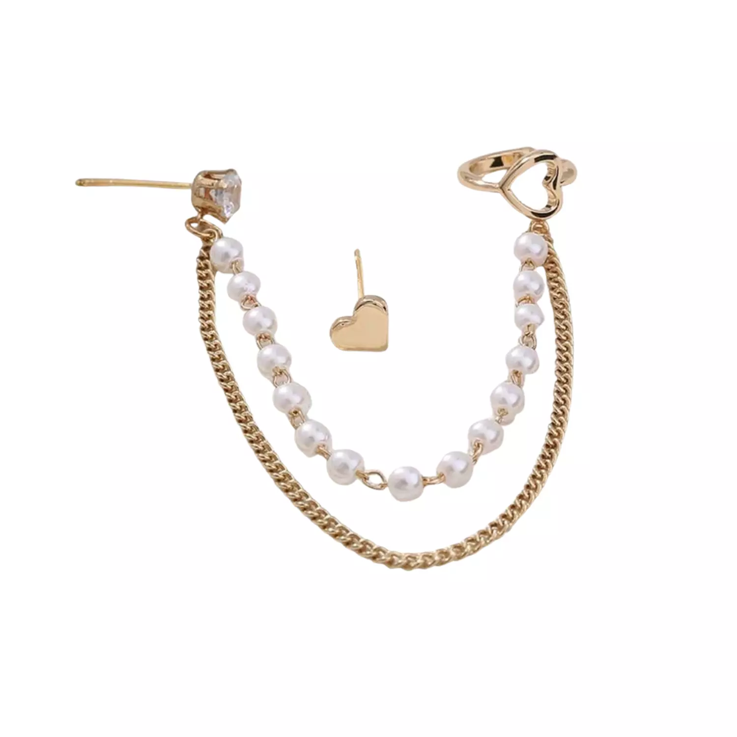 Heart Cuff & Stud 2 Pc Earrings Set 1