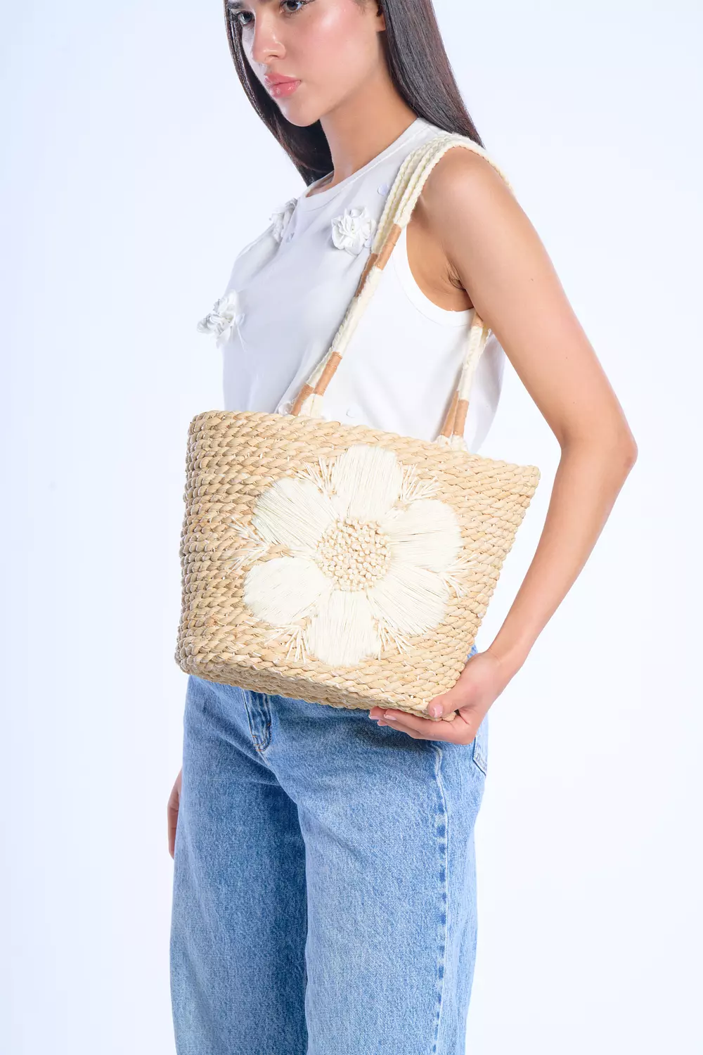  embroidered handmade bag (offwhite flower) 3