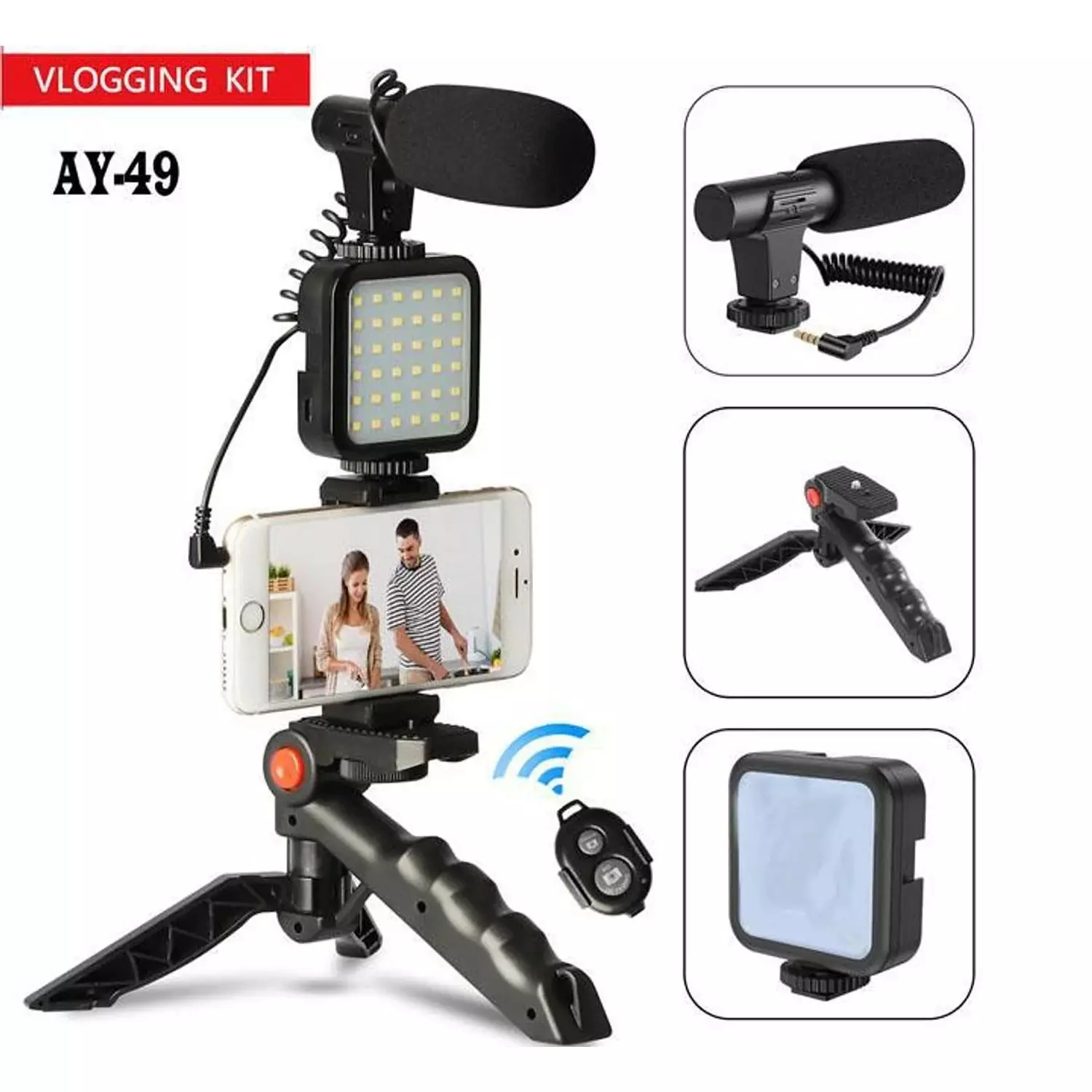 Complete AY-49 Set for Live Streaming, LED Light & Microphone 3