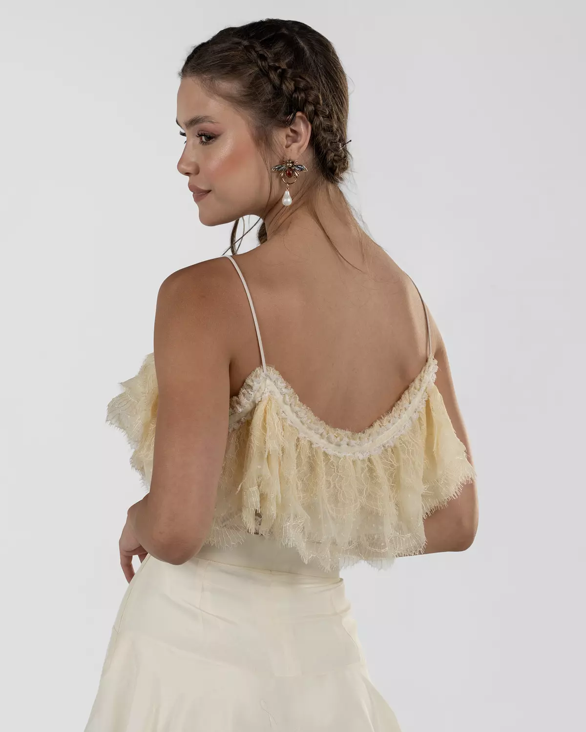 Delicate Cream Ruffled Crop Top 5