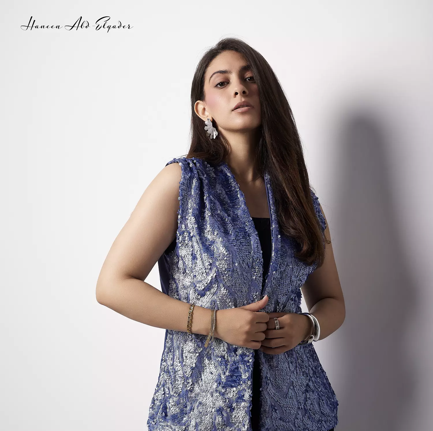 Blue sequined vest 2