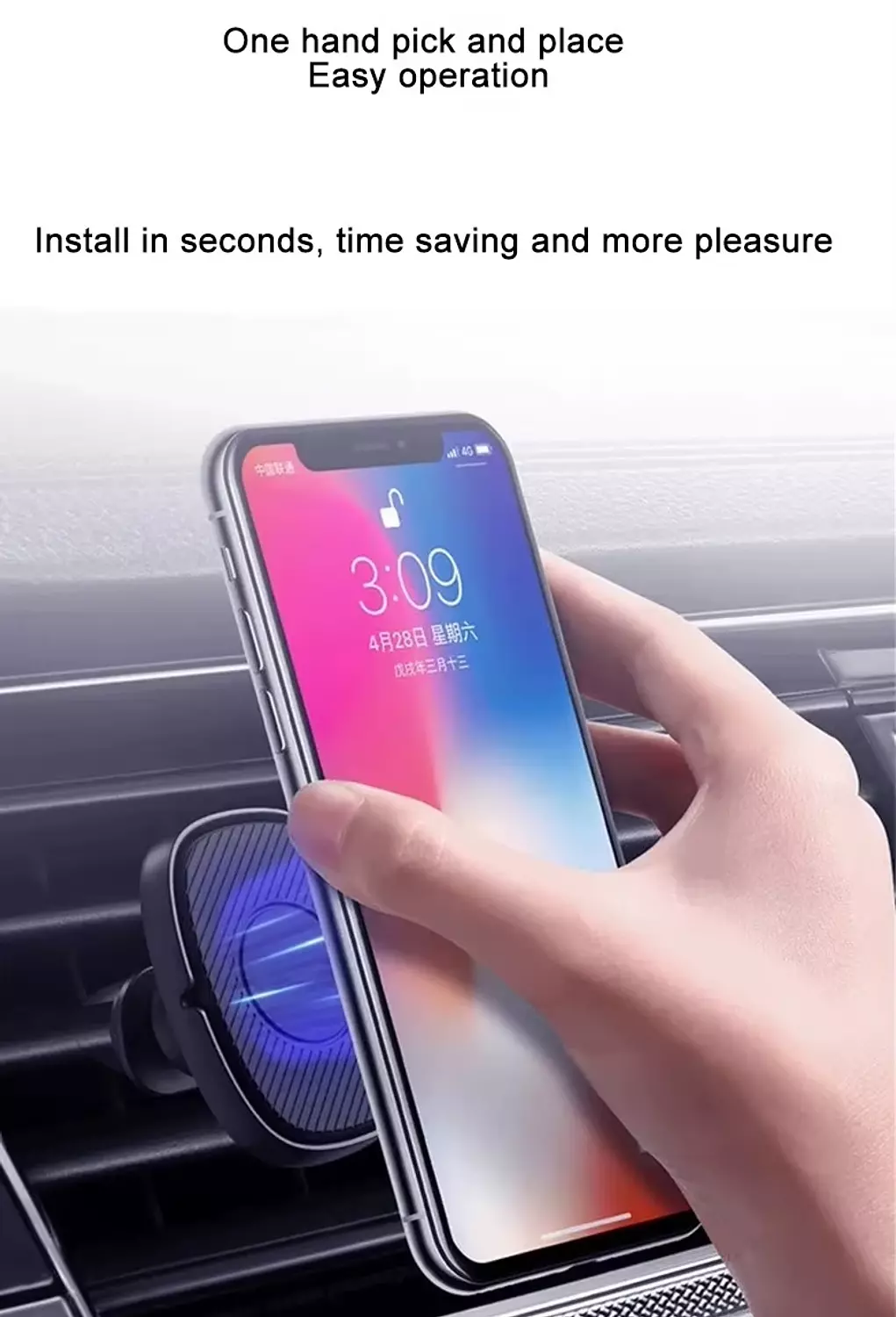 Car Mobile Holder - Secure Mounting and 360-Degree Rotation - Mounts on Dashboard or Air Vent - WUW Z27 5