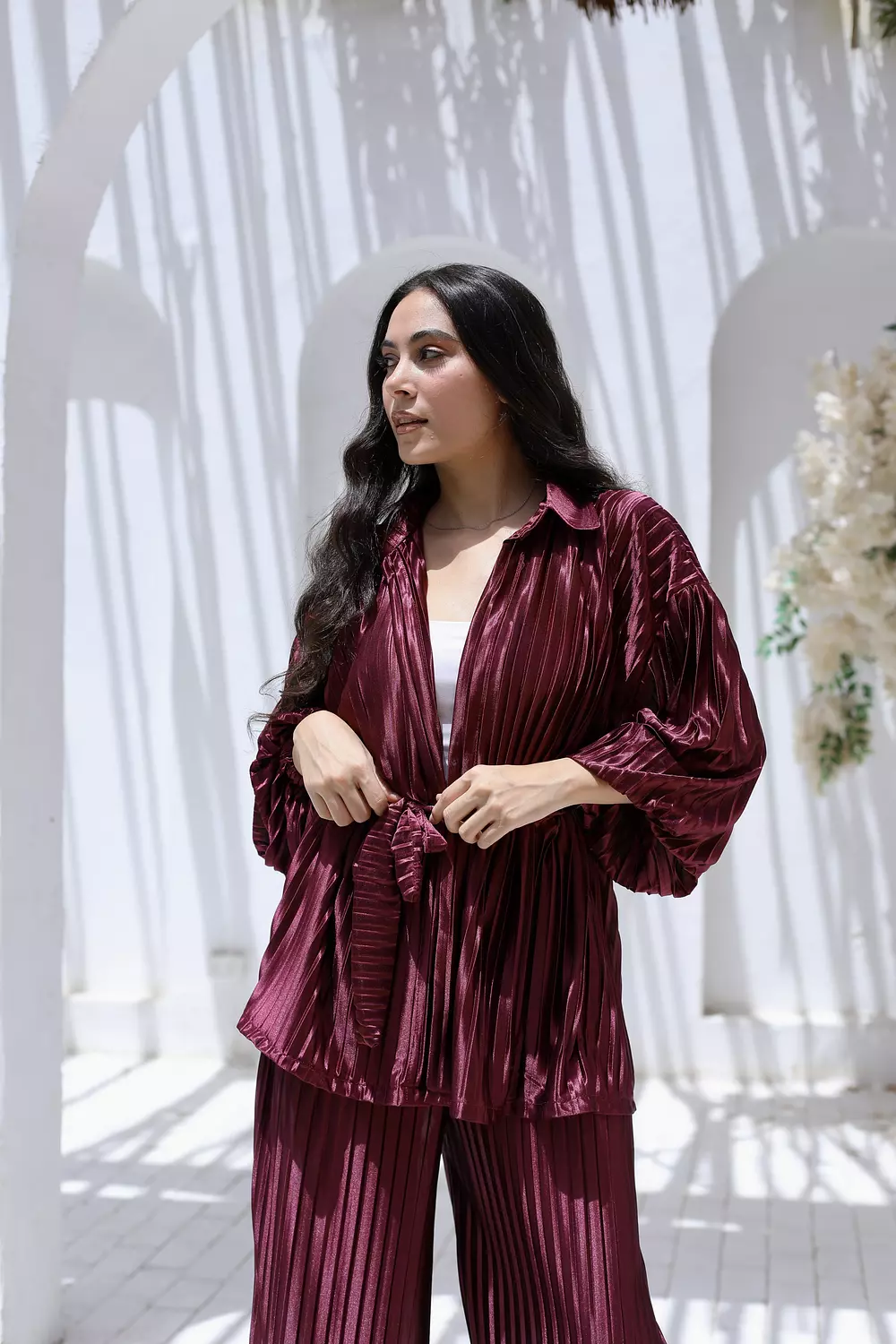 Burgundy Plisse Set  hover image