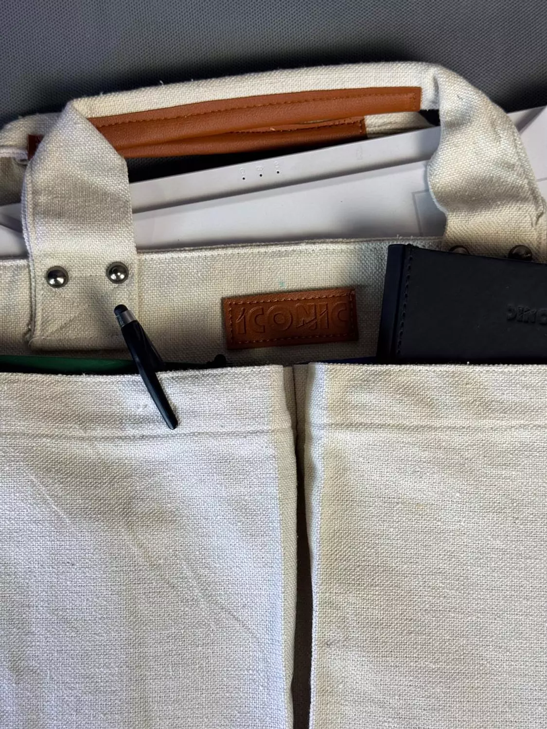 BEIGE CANVAS TOTE BAG 2