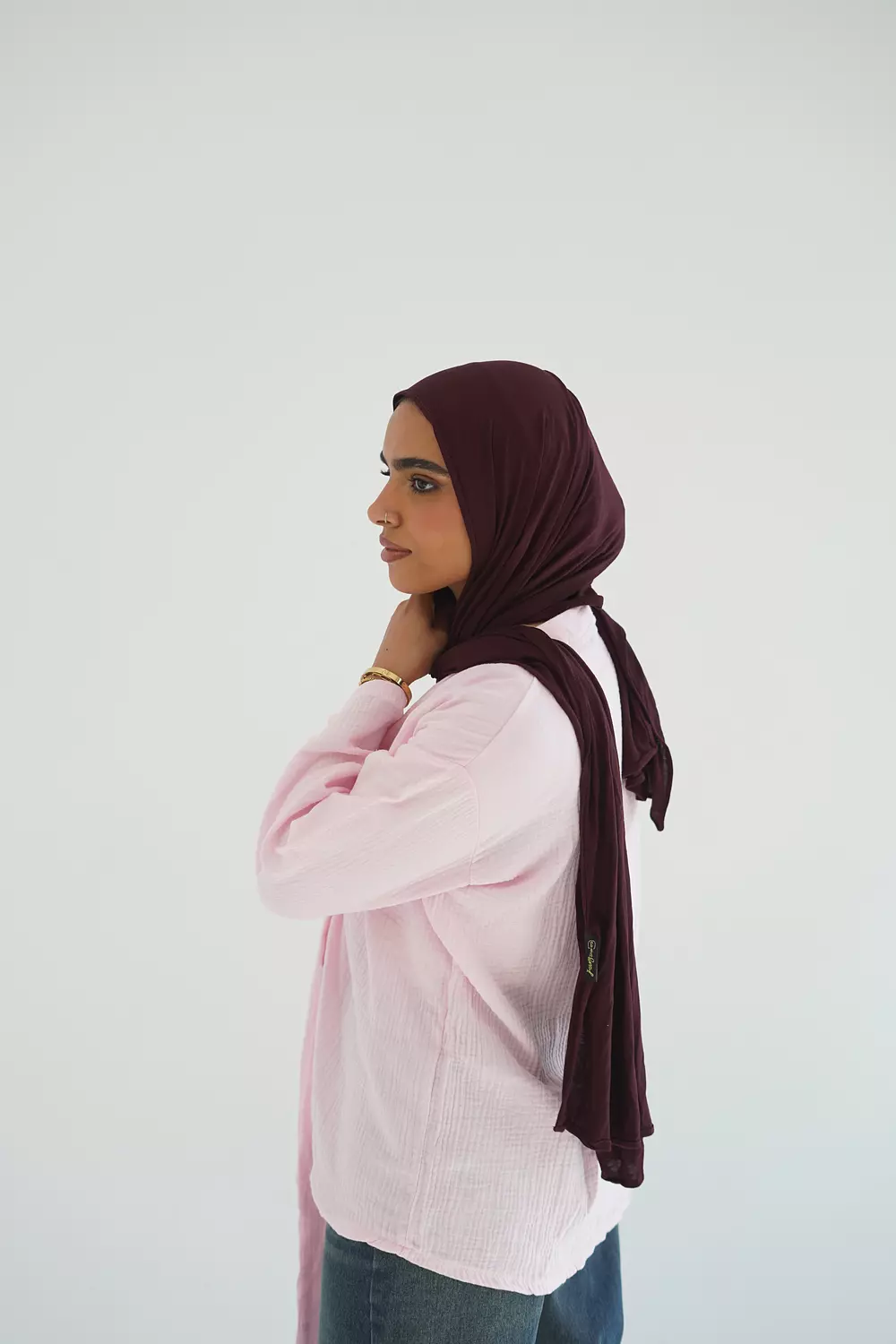 Pink open cotton blouse with front tie 2