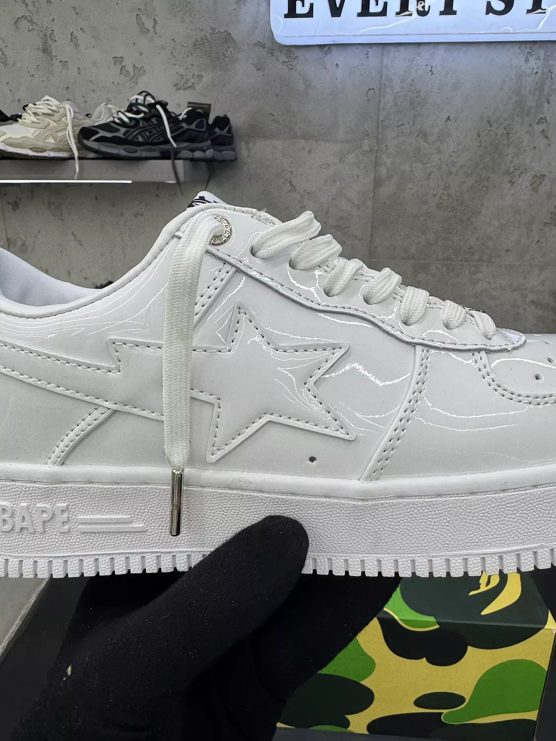 A Bathing Ape BAPE STA Low in white patent leather 3