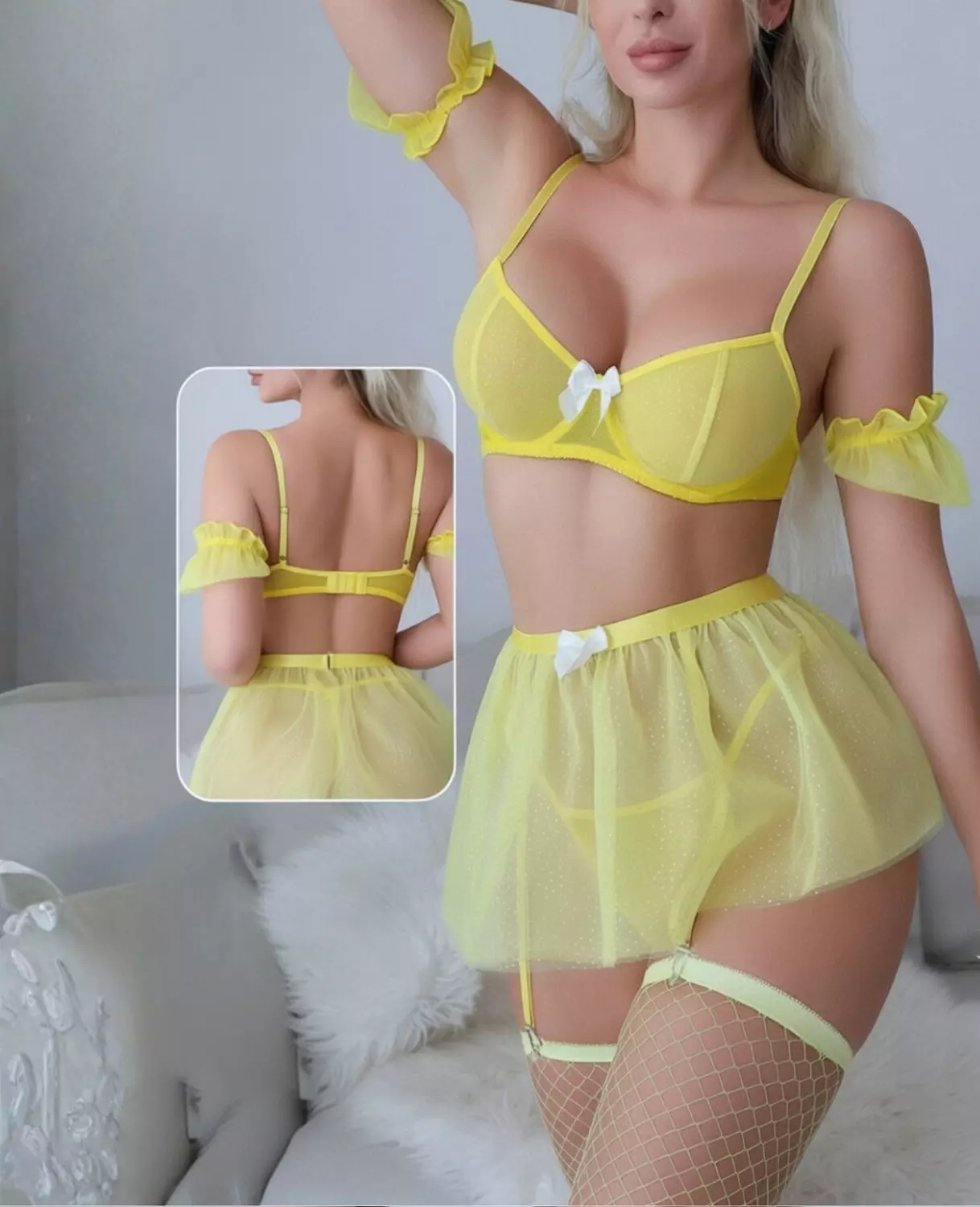 Bold Mesh Bra & Skirt Full Set image