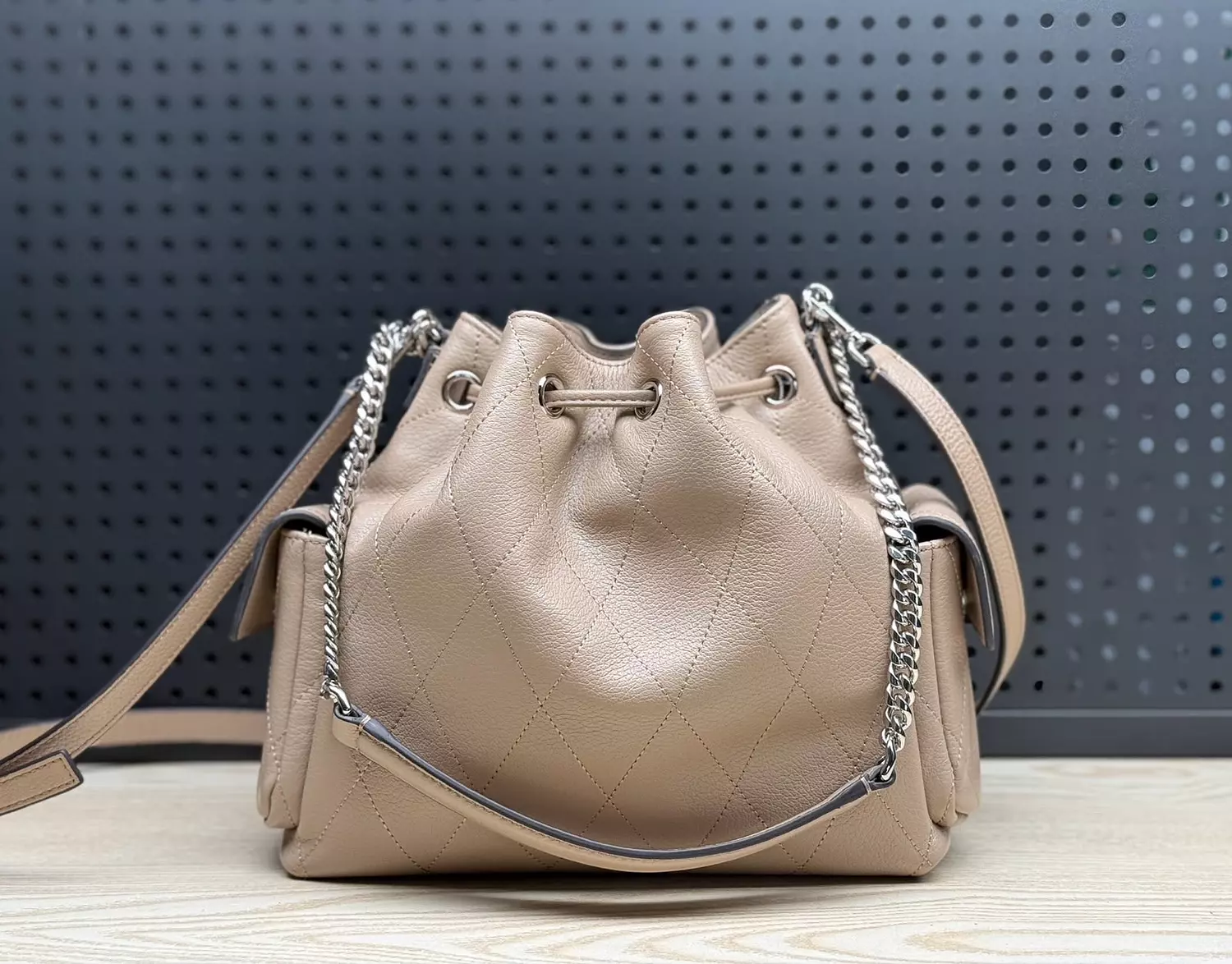 Tory Burch Charlie Quilted Drawstring Bucket Bag. hover image