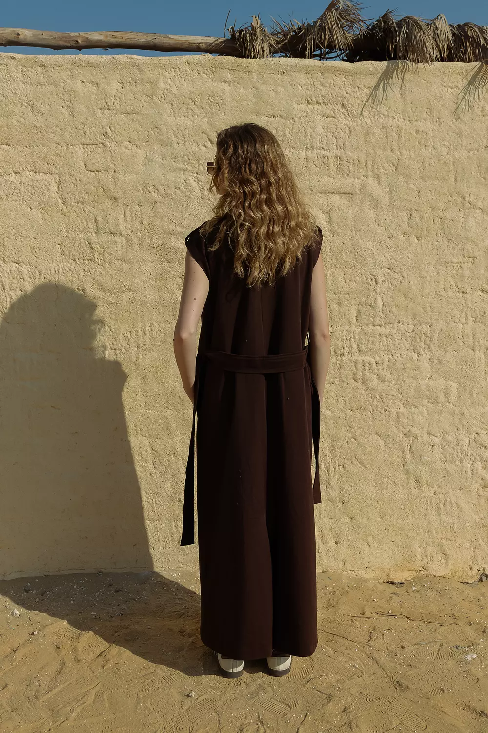 Long Gabardine vest - chocolate brown 2