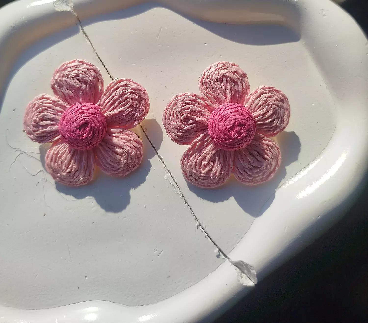 Pink flower earrings  hover image