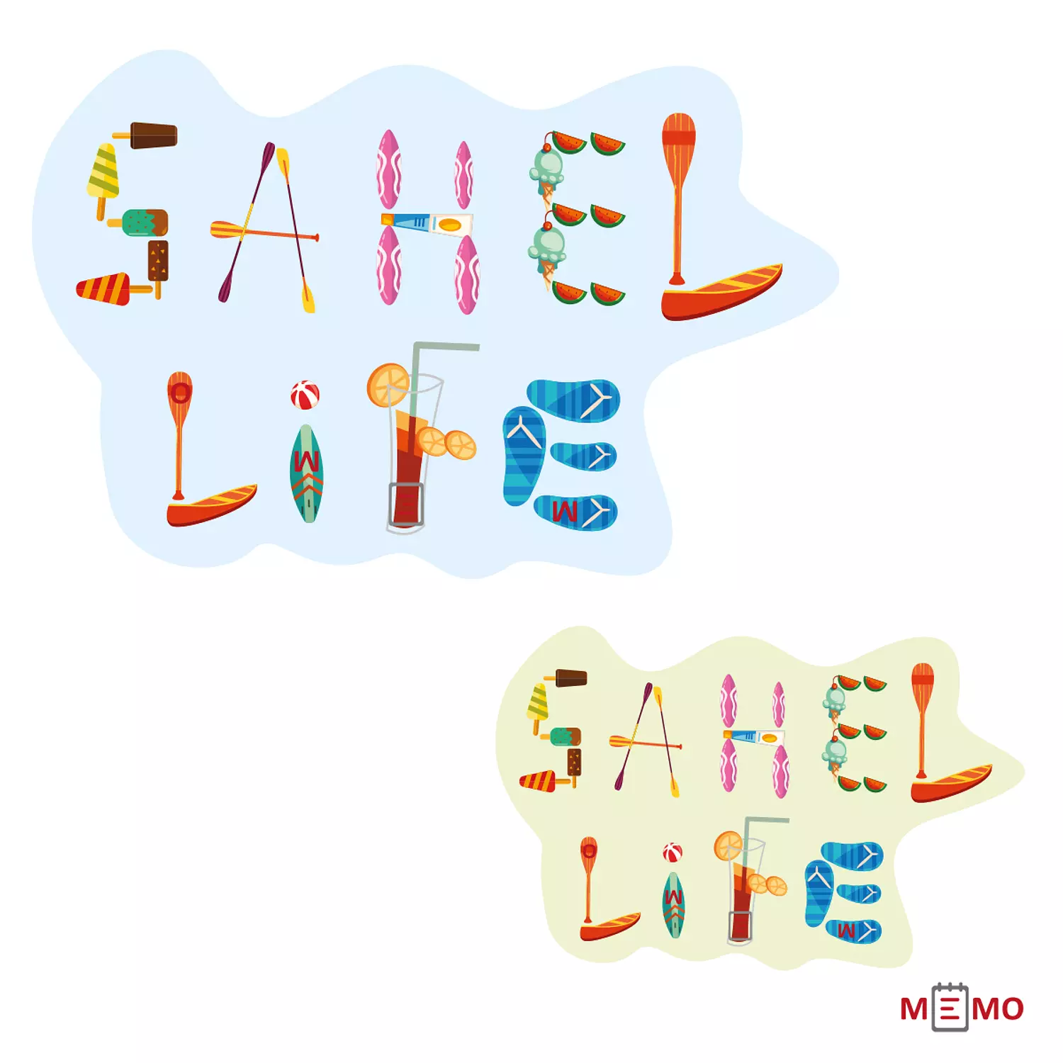 Memo Sahel Life stickers pack , 17x11 cm + 8.5x5.5 , 2 Pieces, for Laptop, Notebook & Car  image
