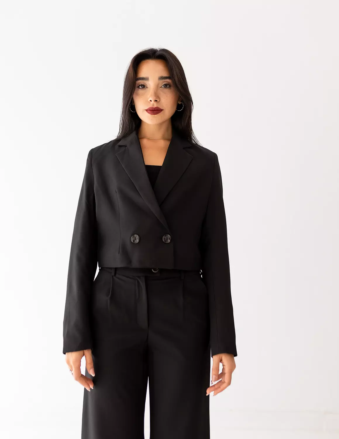 Black Icon Cropped Blazer  4