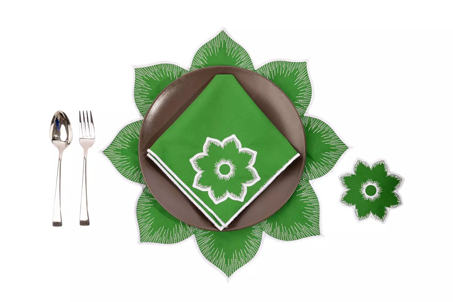 Placemat Set of 6 " Green Flower " hover image