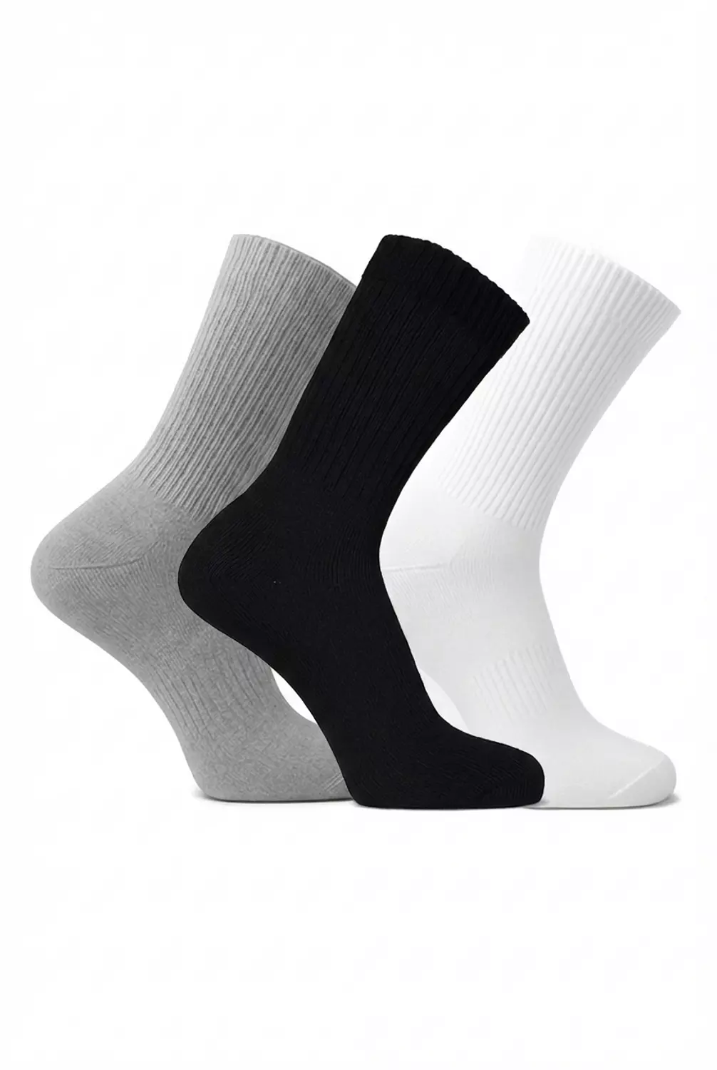 Shorto Men's Cotton Sports Sock Set Consisting Of 3 Long Socks - 2585 -Grey*Black*White image