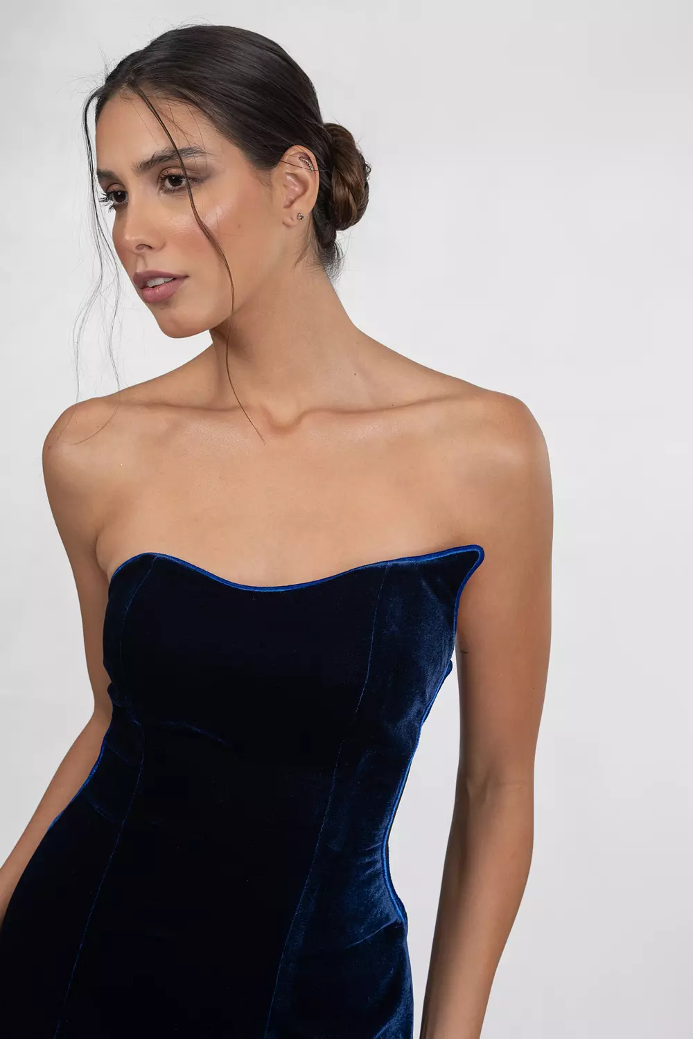 Velvet Statement Strapless Gown 2