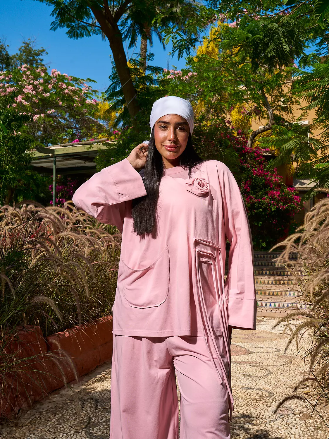 Worood Comfy Set with Pin - Powder Pink 2