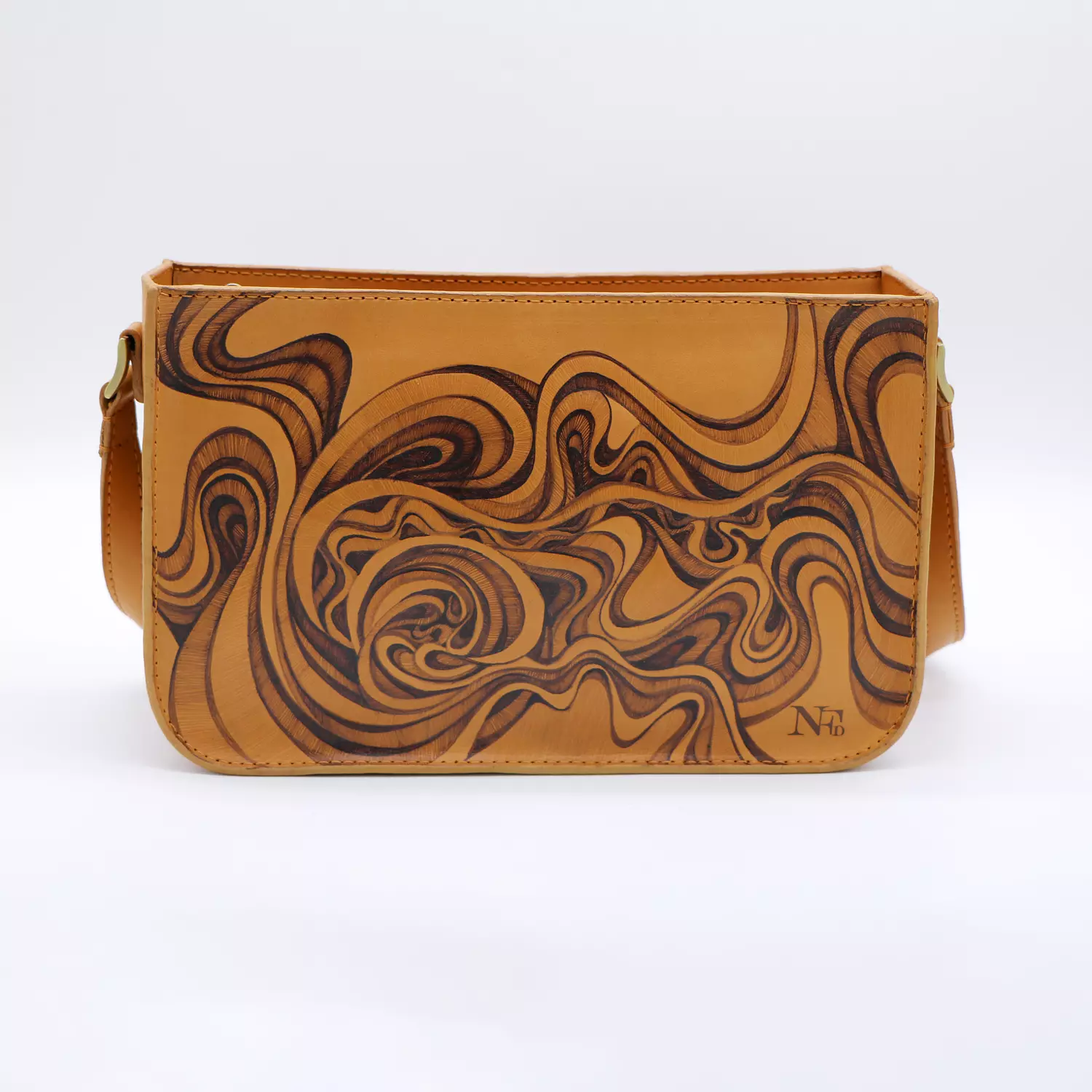 Hand Drawing genuine leather bag. image