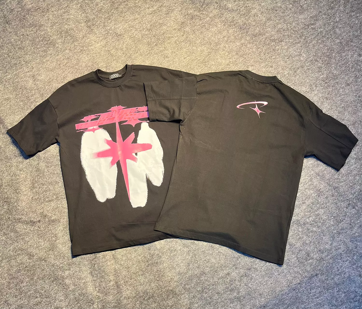 Oversized COCO Graphic T-Shirt – Black image