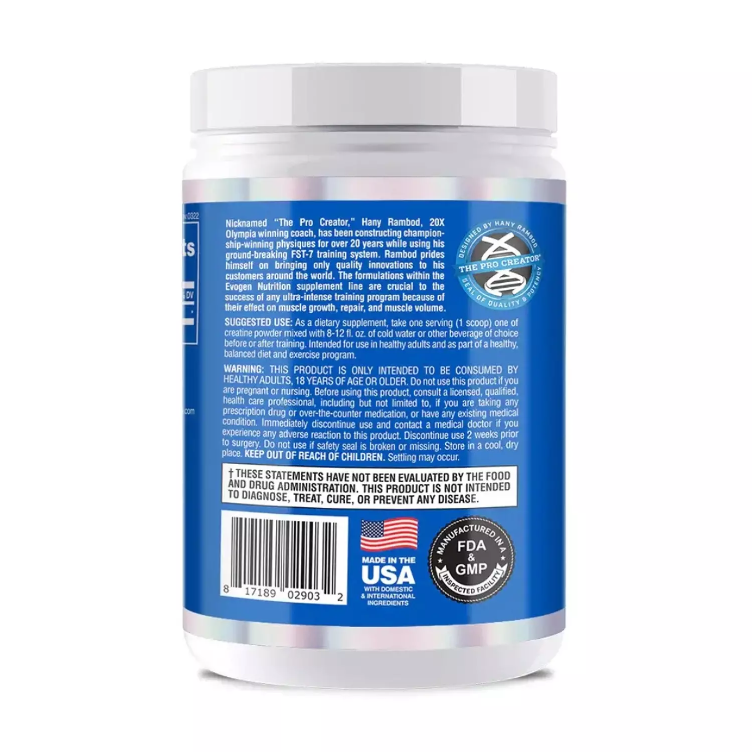 Evogen Pure Creatine Monohydrate – Unflavored – 60 Servings hover image