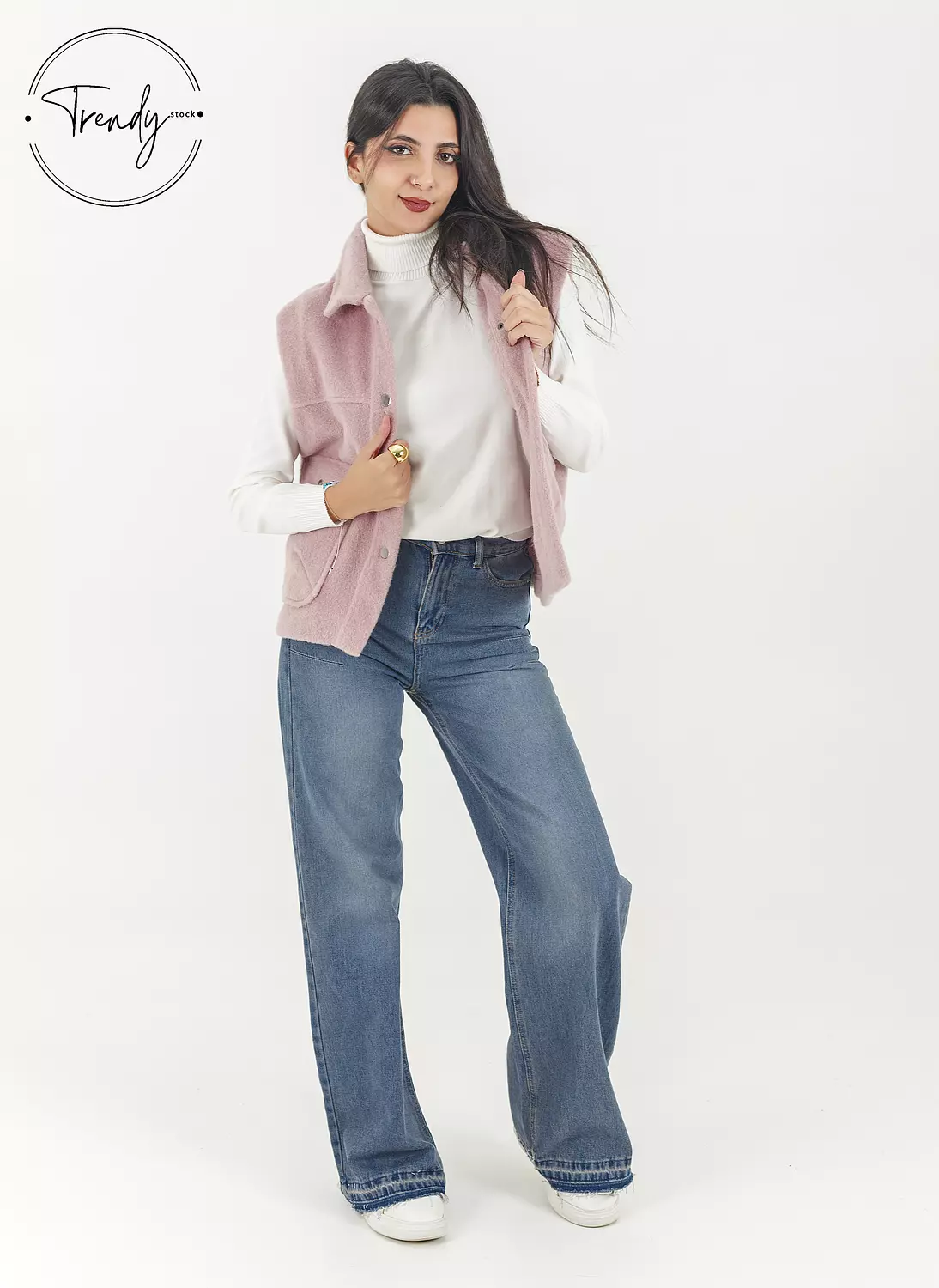 Wool Cut Pocket Pink Vest image