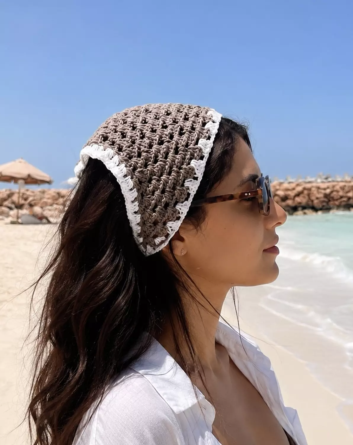 Brown lined crochet image