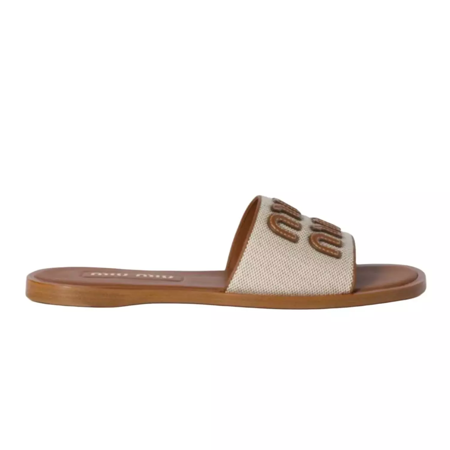 Miu miu Raffia-effect woven fabric slides image