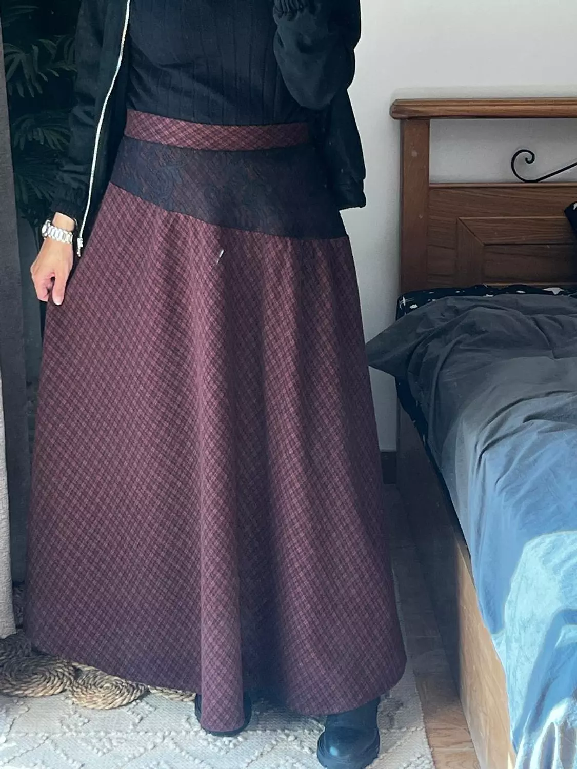 Burgundy skirt with lace  image