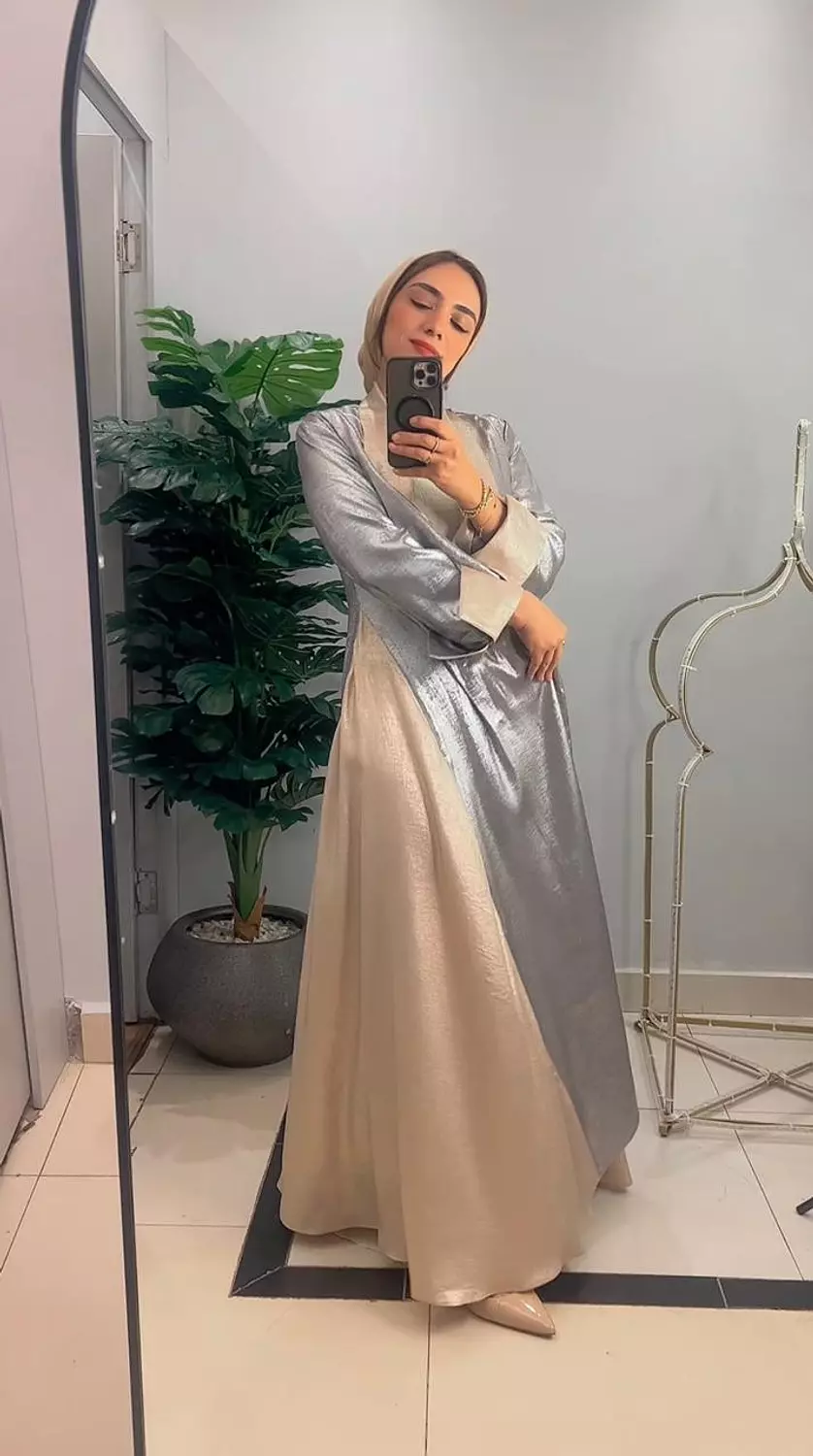 Shimmer satan kaftan silver  image