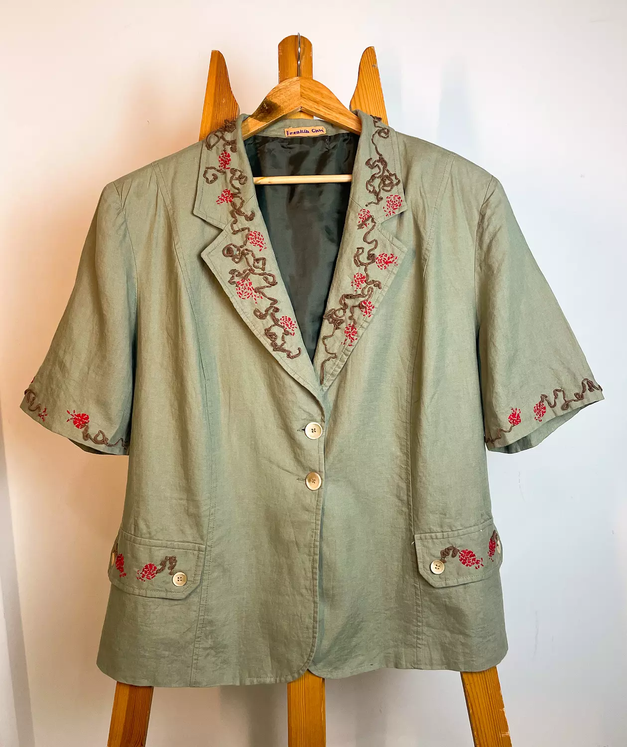 Hand-Embroidered Linen Blazer hover image