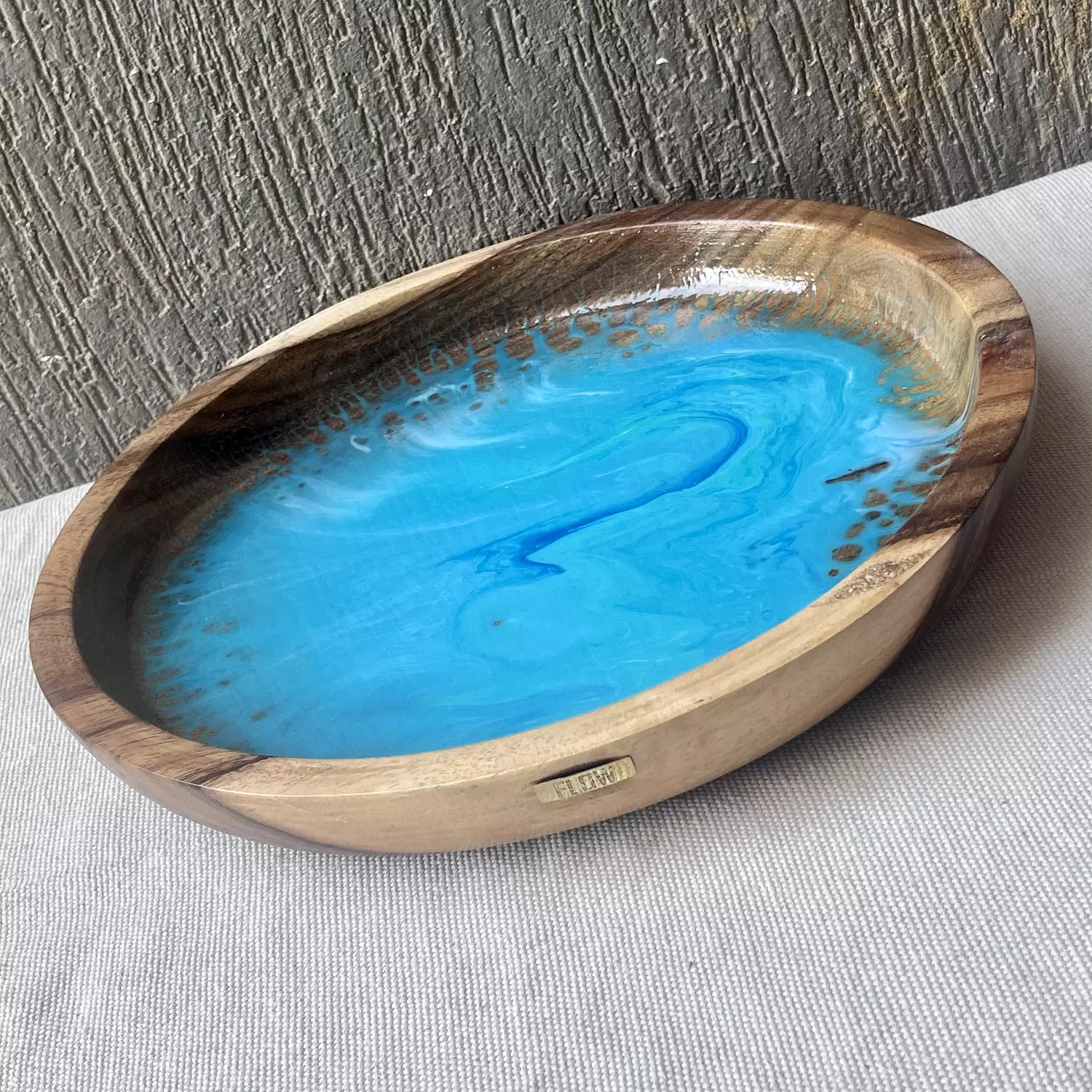 Aquamarine Dark wooden bowl image