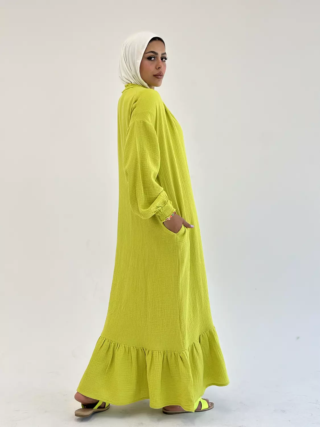 VIBRANT DRESS IN LIME GREEN 2