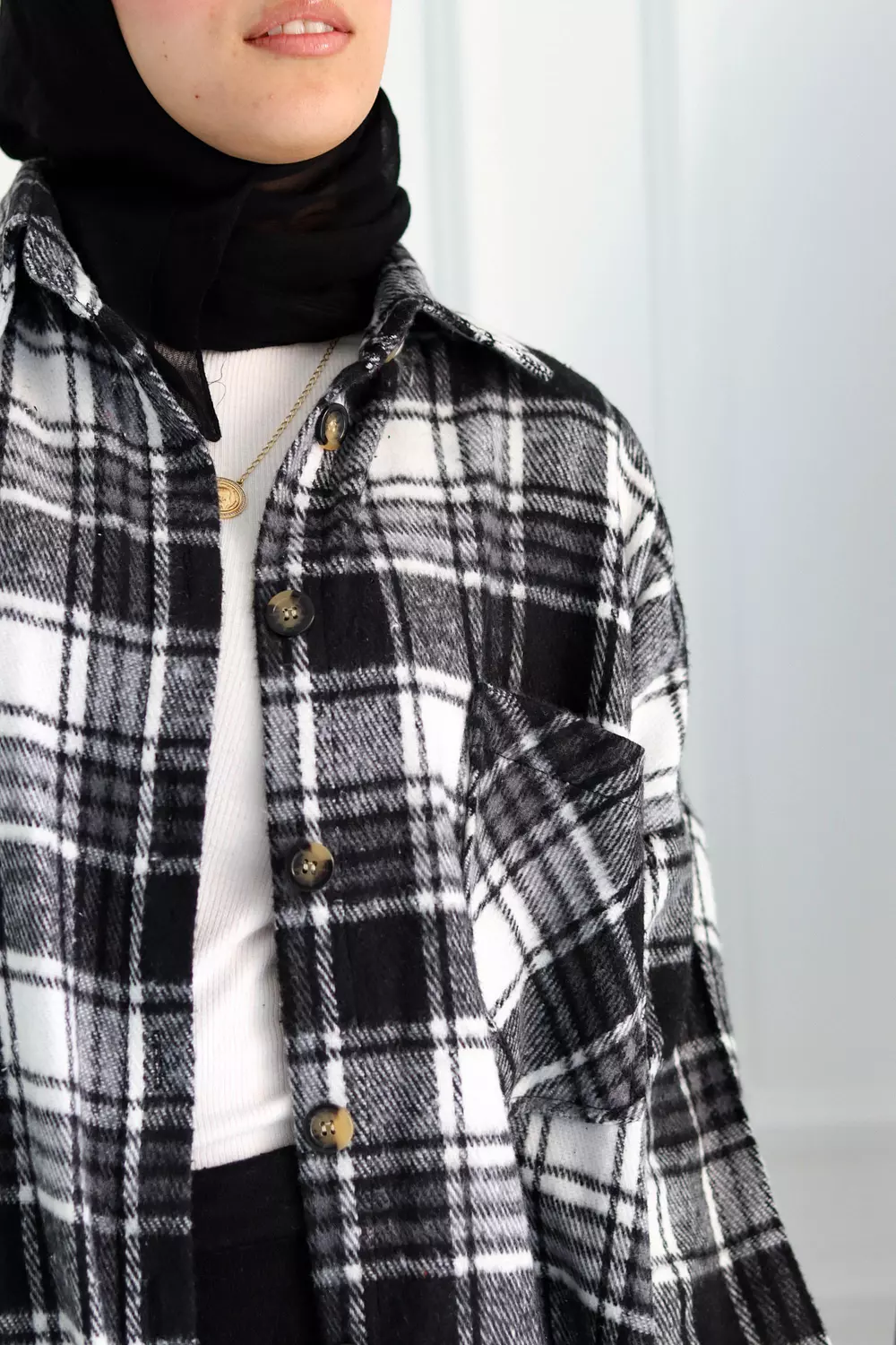 Black & White Checkered Oversize Shirt 11