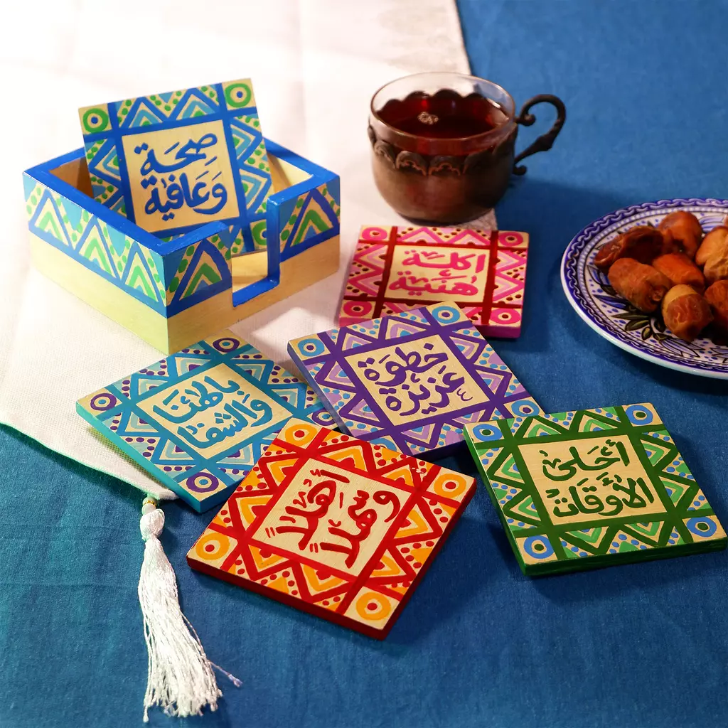 Coaster set - 2 lines triangles - colours