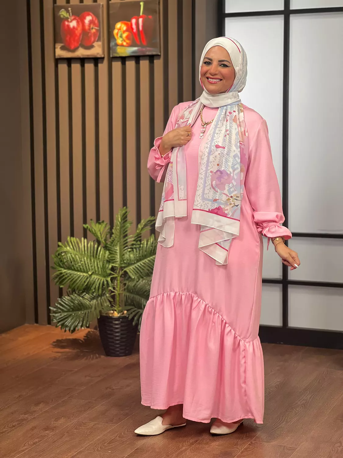 Ribboned Linen Dress - Pink image