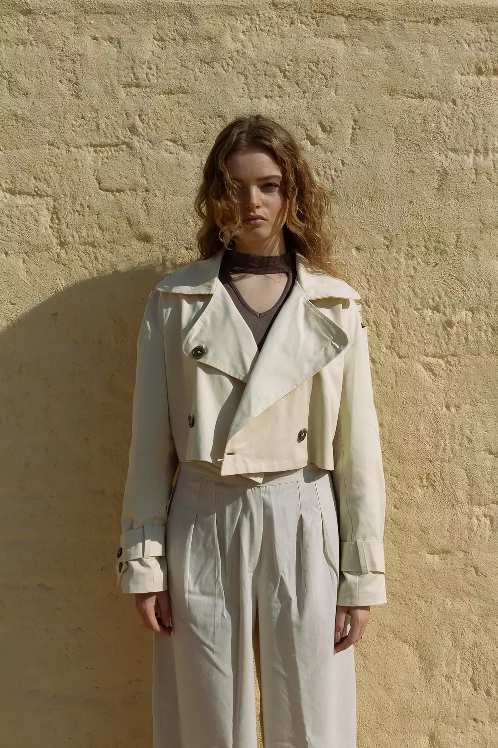 <p style="text-align: start"><strong>Cropped Trench Jacket - Butter Yellow</strong></p>