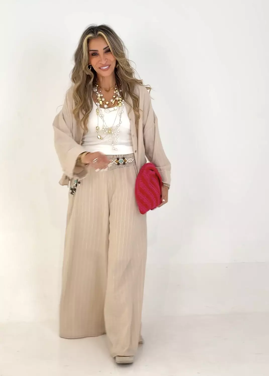 Summer Stripped Linen Set  (3142-1 / 546-4) 2