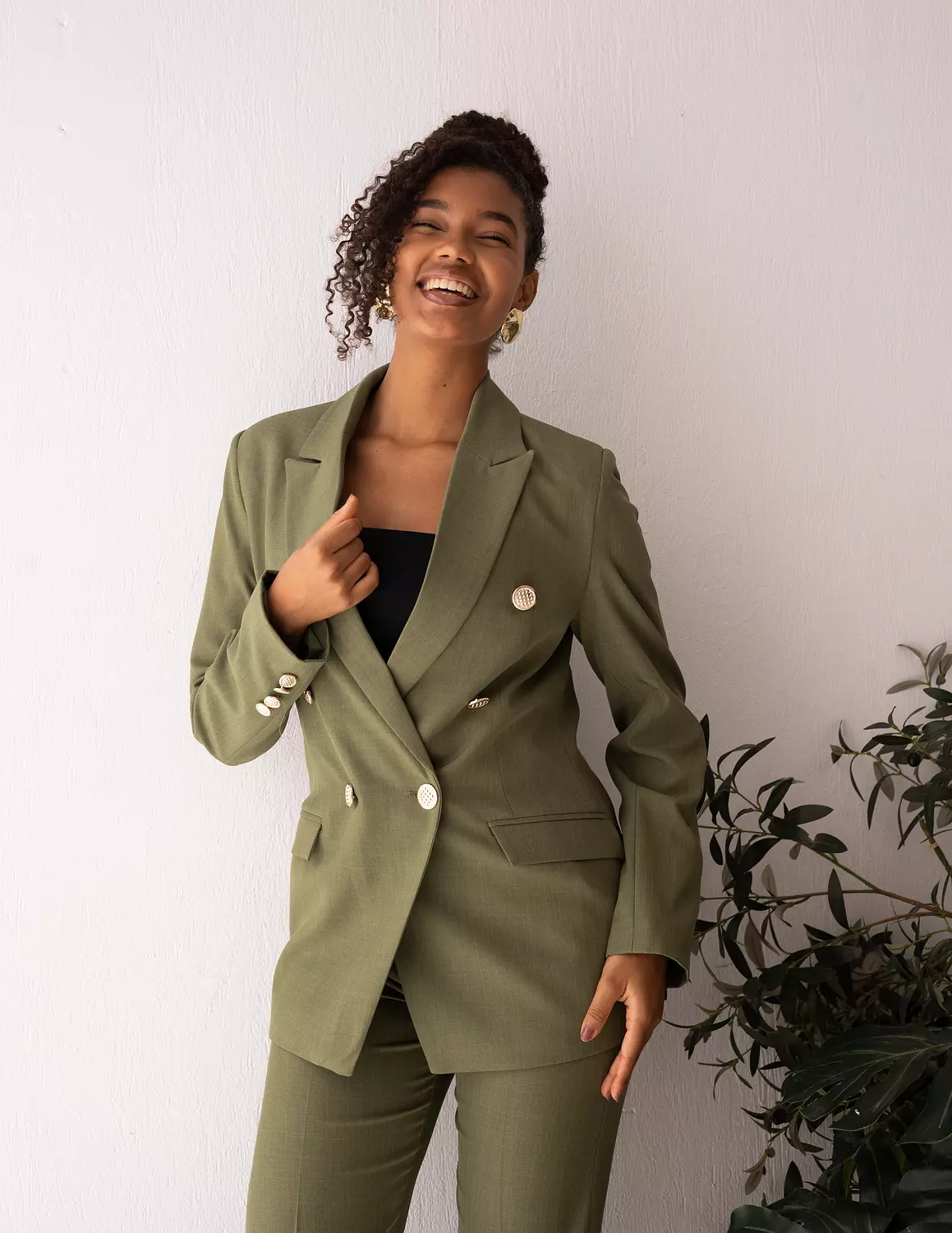 Olive Glamour double breasted blazer 4