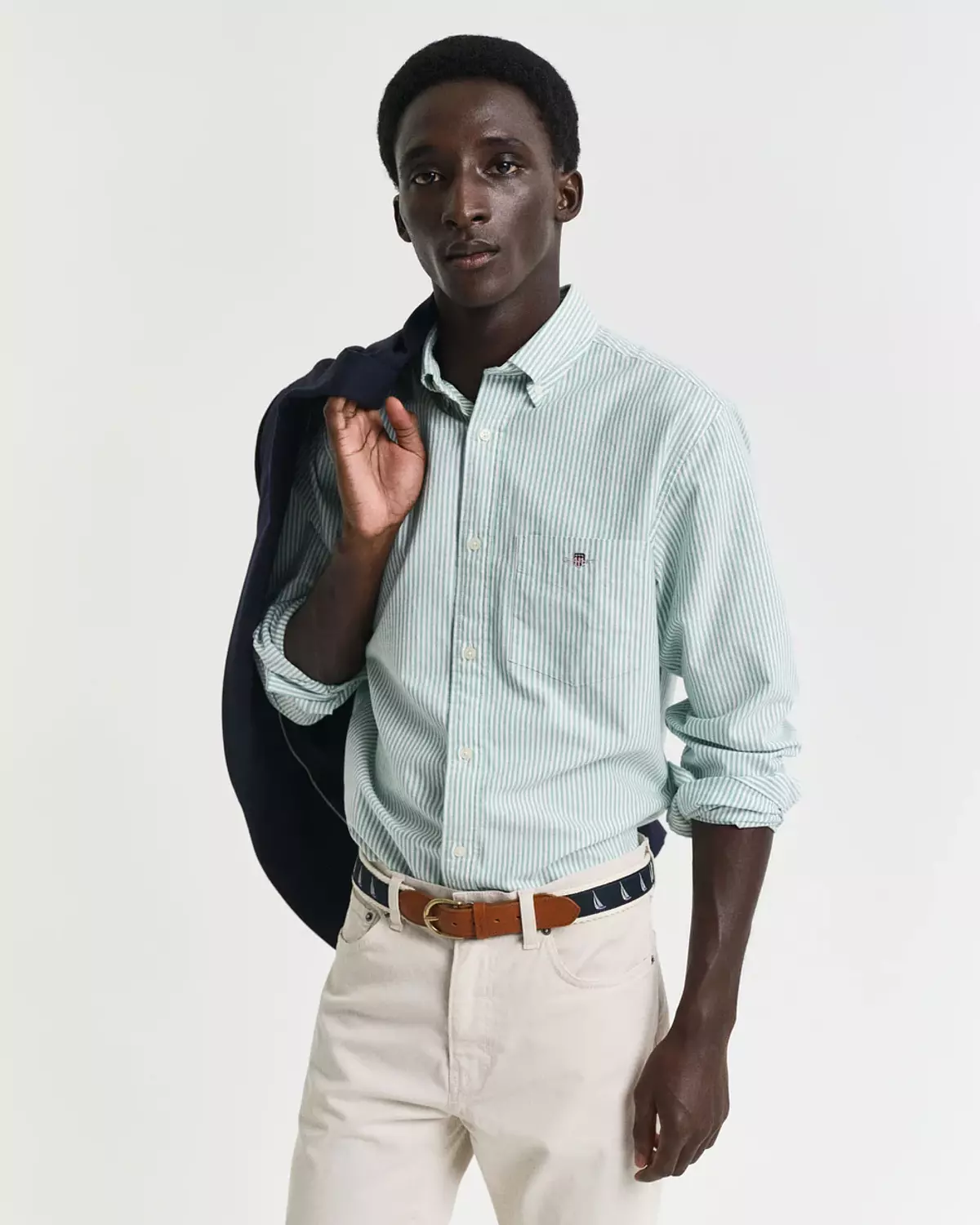 REG OXFORD BANKER STRIPE SHIRT-BRIGHT GREEN hover image