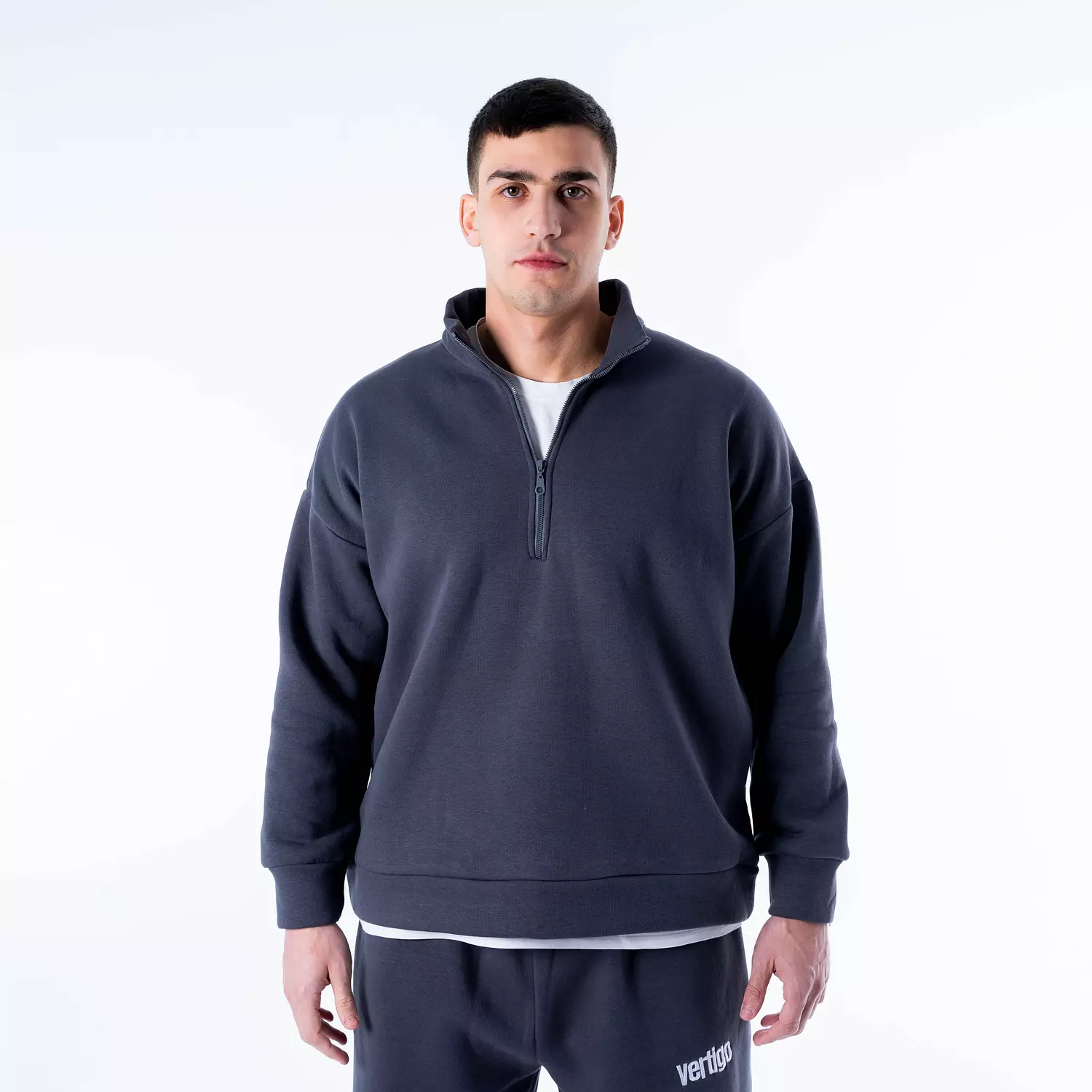 Unisex Quarter Zip Sweatshirt In Grey  1