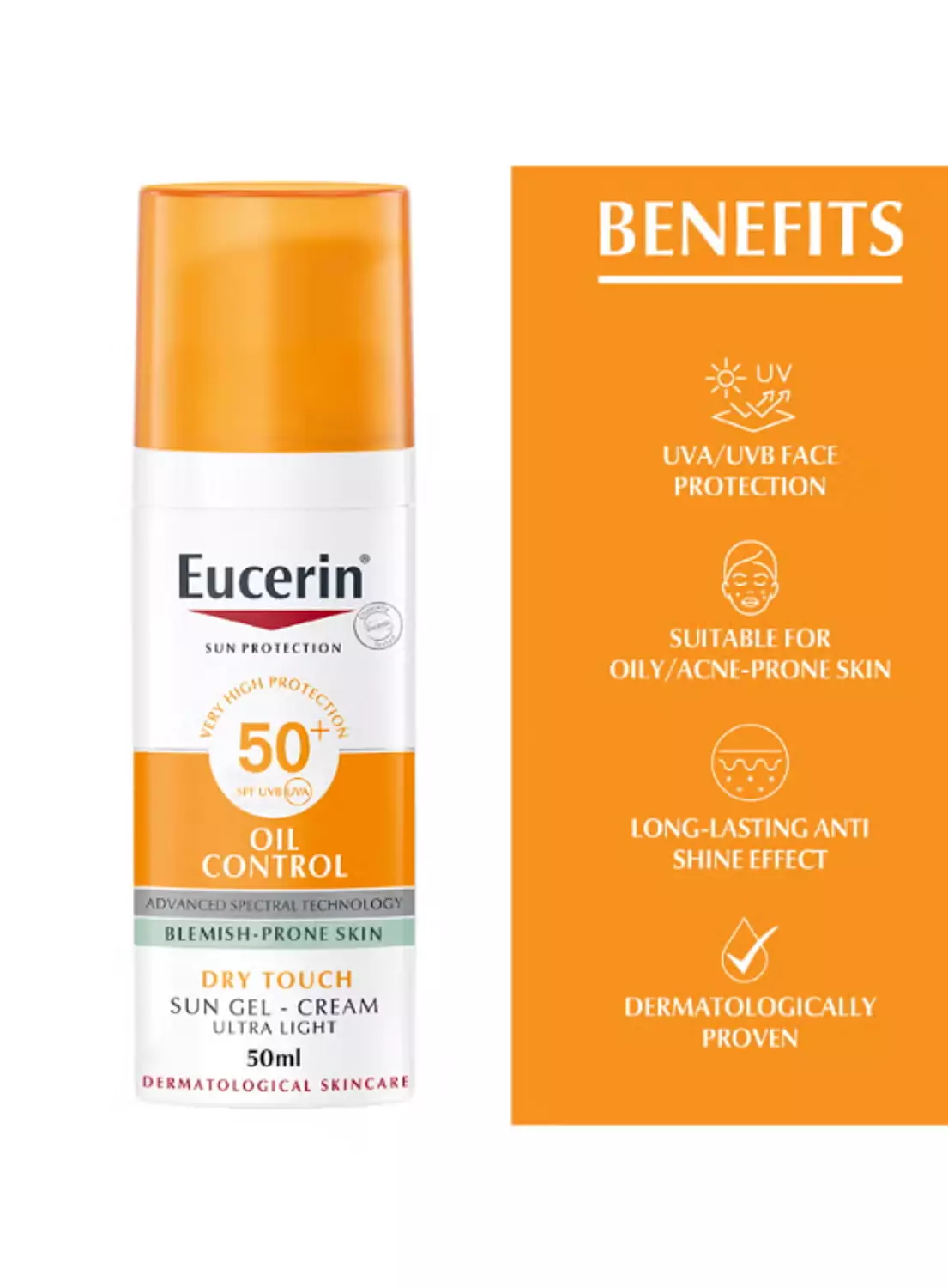 EUCERIN OIL CONTROL SUNSCREEN DRY TOUCH GEL CREAM SPF + 50 - 50 ML 6