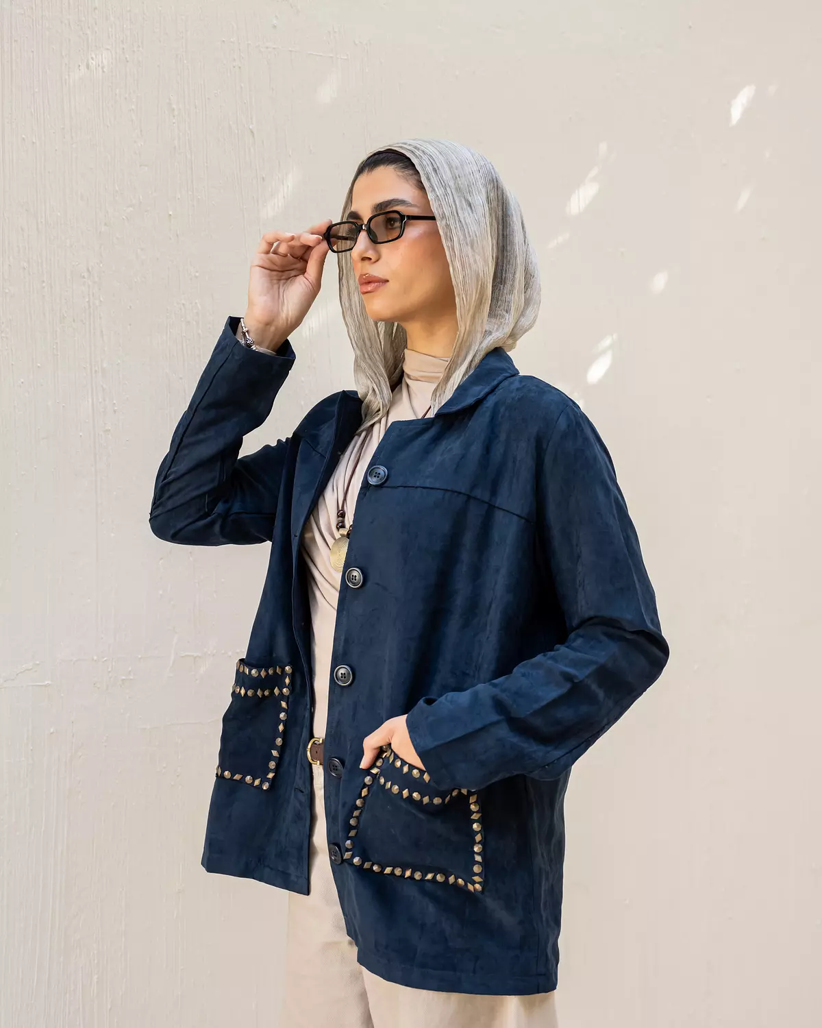 Studded Jacket in Navy 1