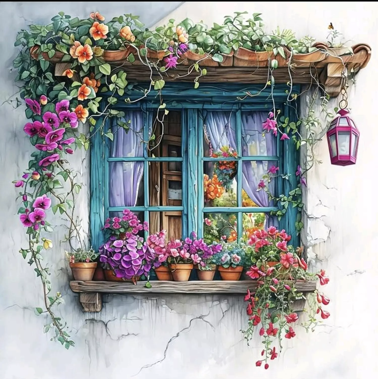 Diamond Painting- Flowers Window image