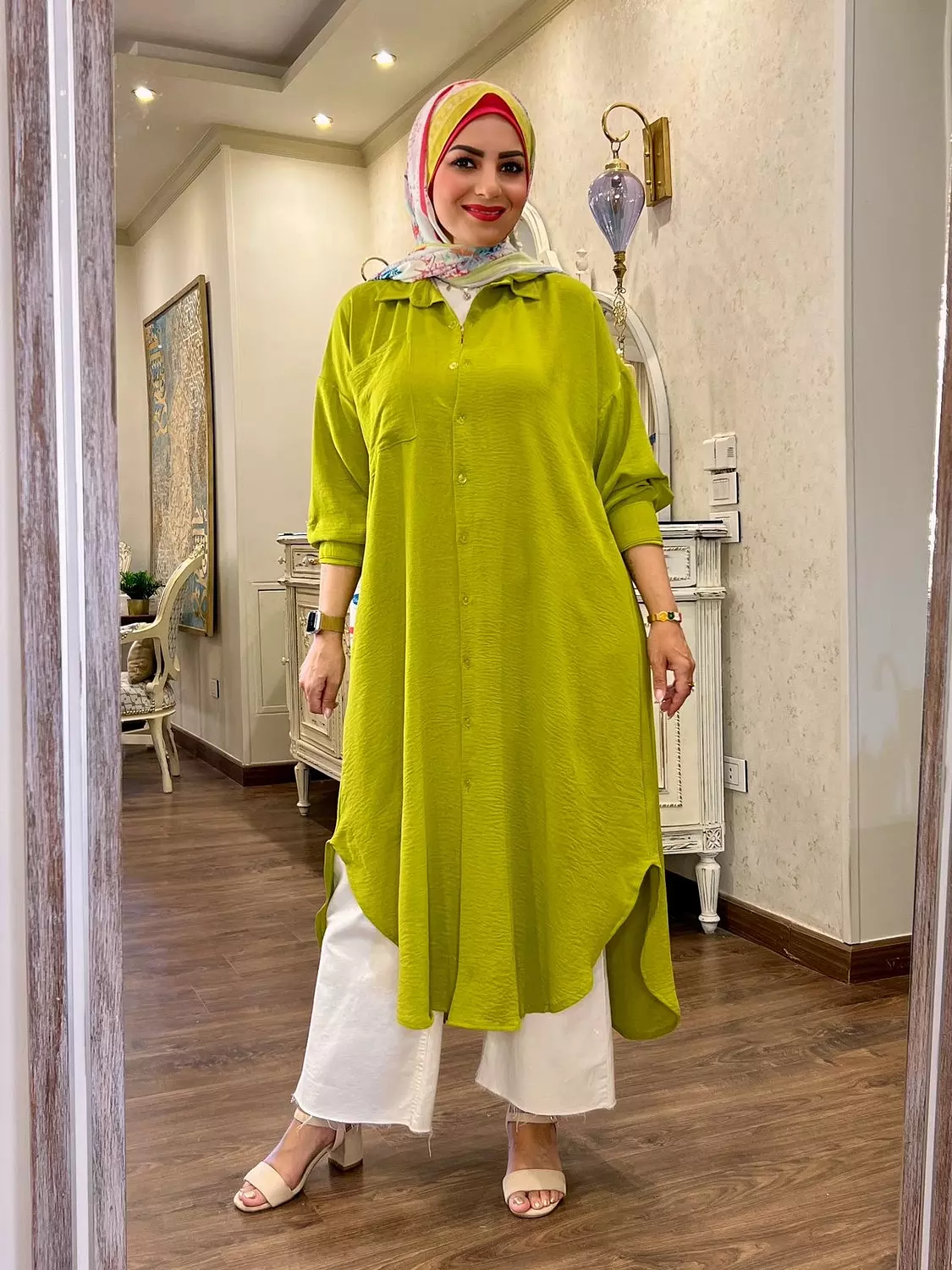 Long Basic Shirt- Kiwi Green