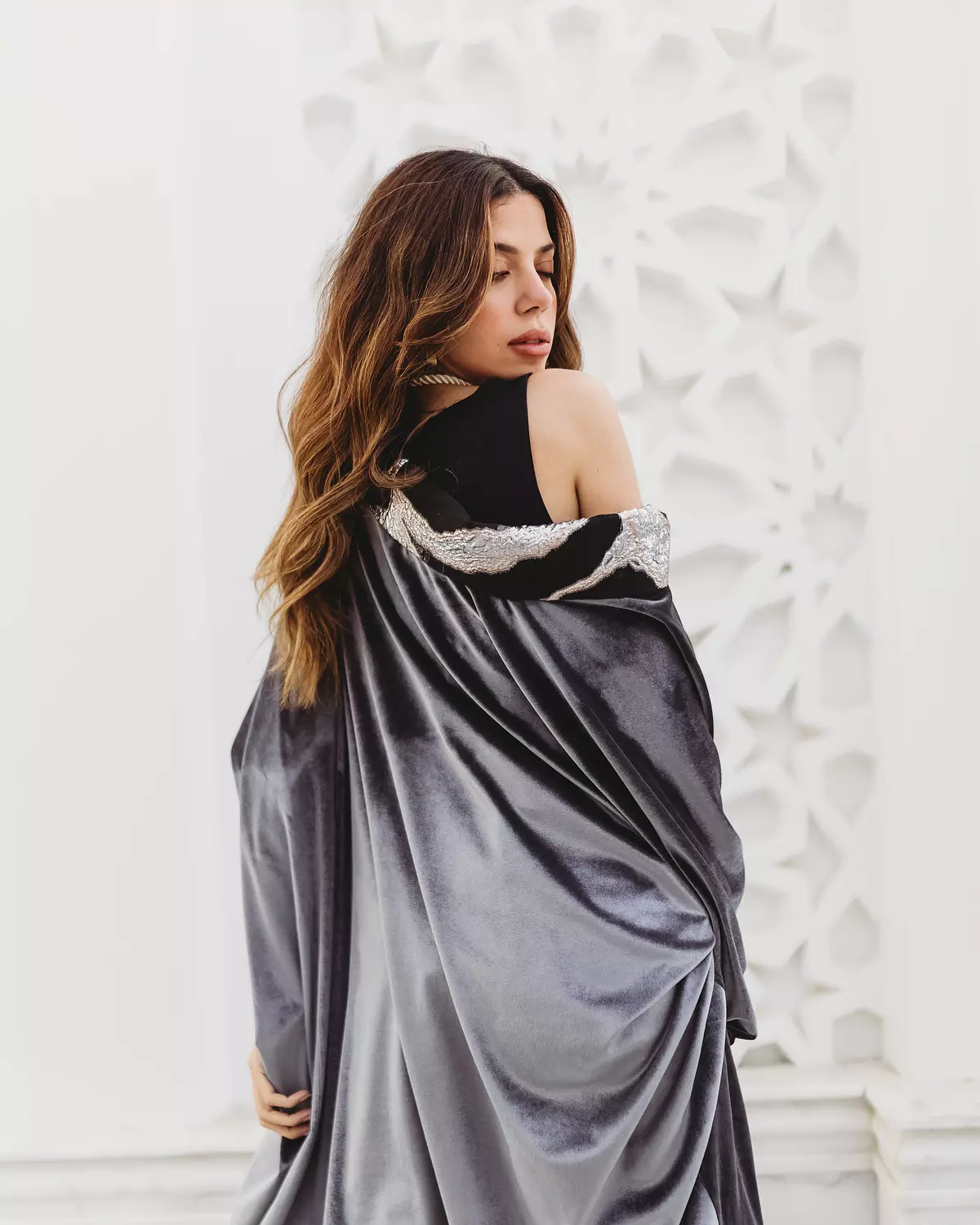Grey Asymmetrical Kaftan Dress 2