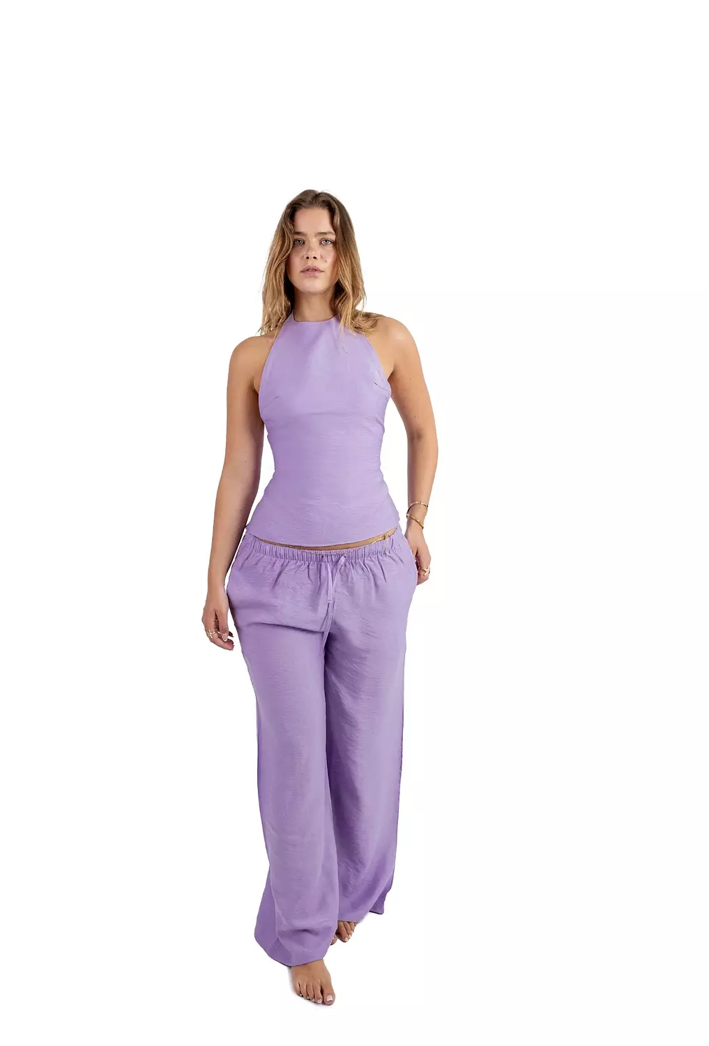 Lilac Purple backless linen set   1