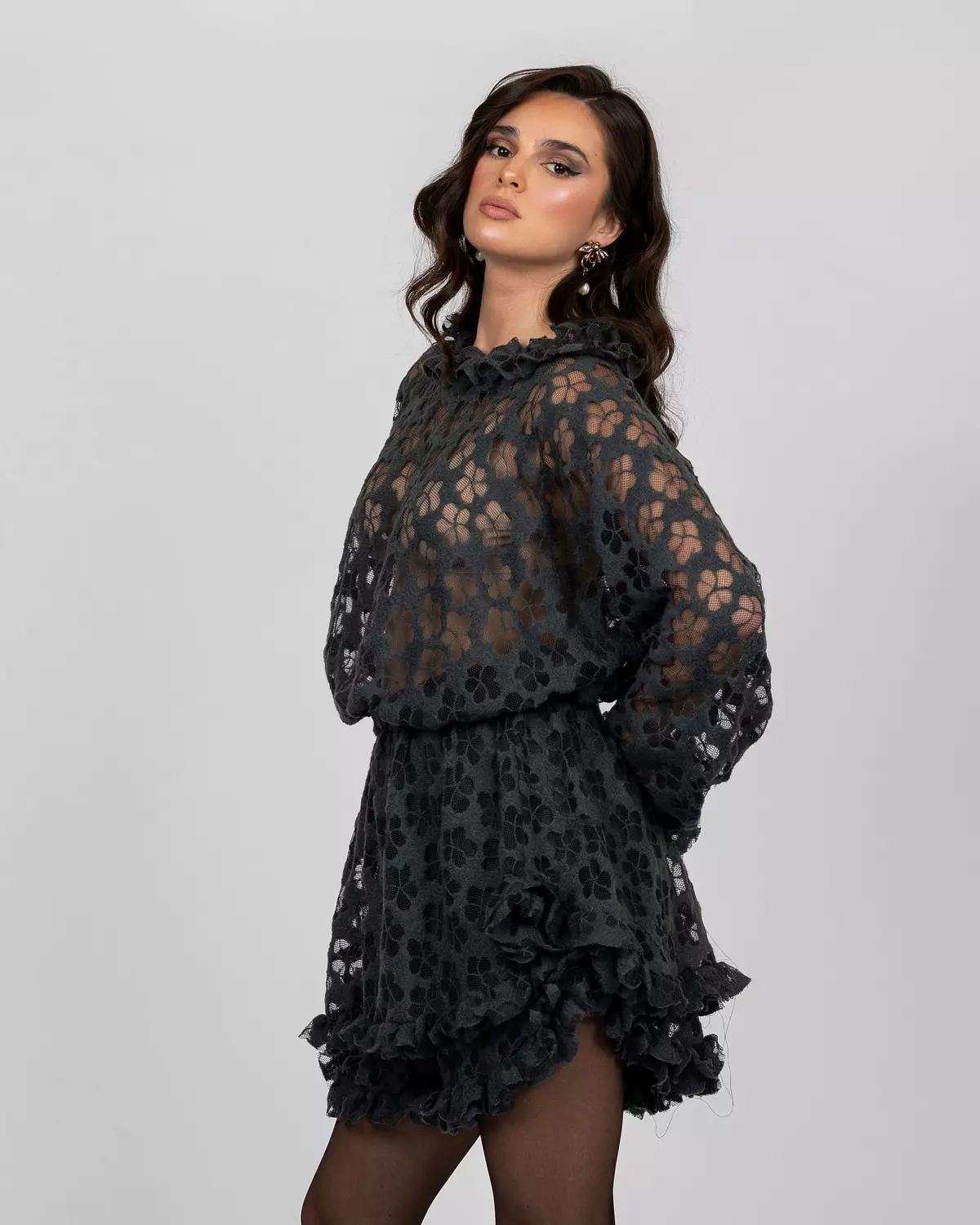 Oversized Top & Loose-Fit Shorts Set - Dark Petroleum Green Tricot hover image