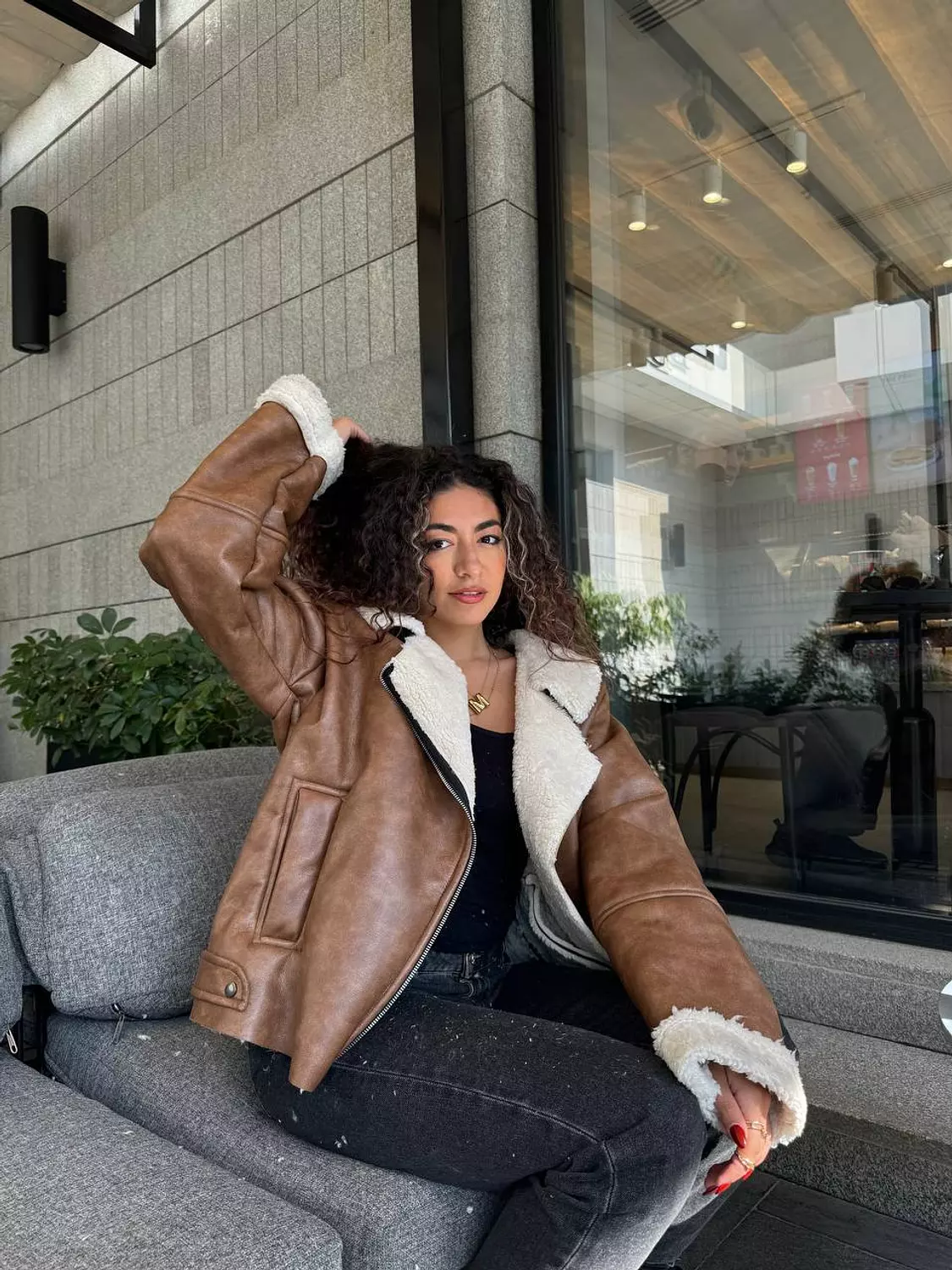Stonewashed Oversized Leather Jacket 1