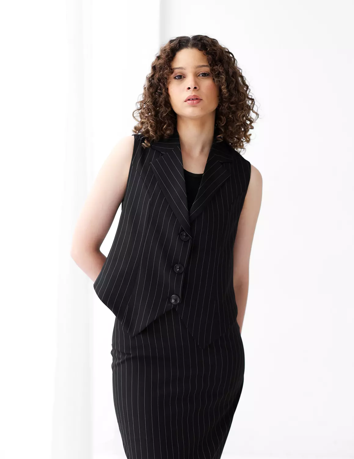 Striped Black cropped vest image